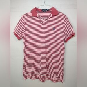 Ralph Lauren Pink and White Striped Polo Size (M)